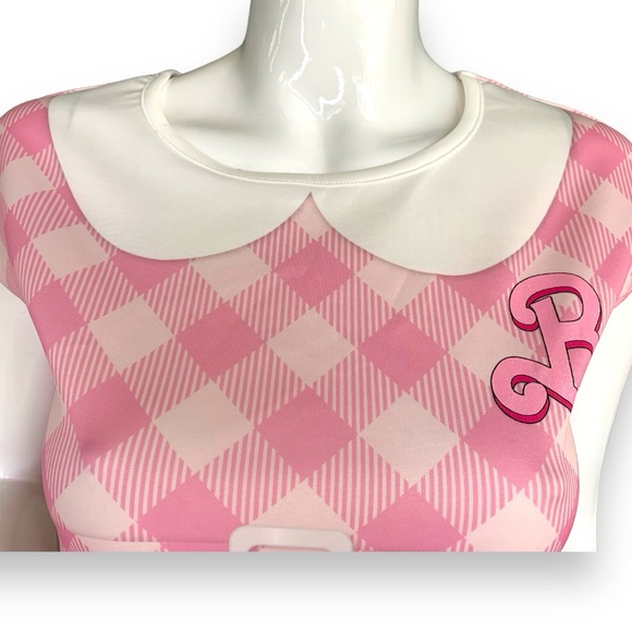 BARBIE PINK & WHITE GINGHAM DRESS. GIRLS’ SIZE X-LARGE. NEW WITH TAGS - Picture 6 of 10